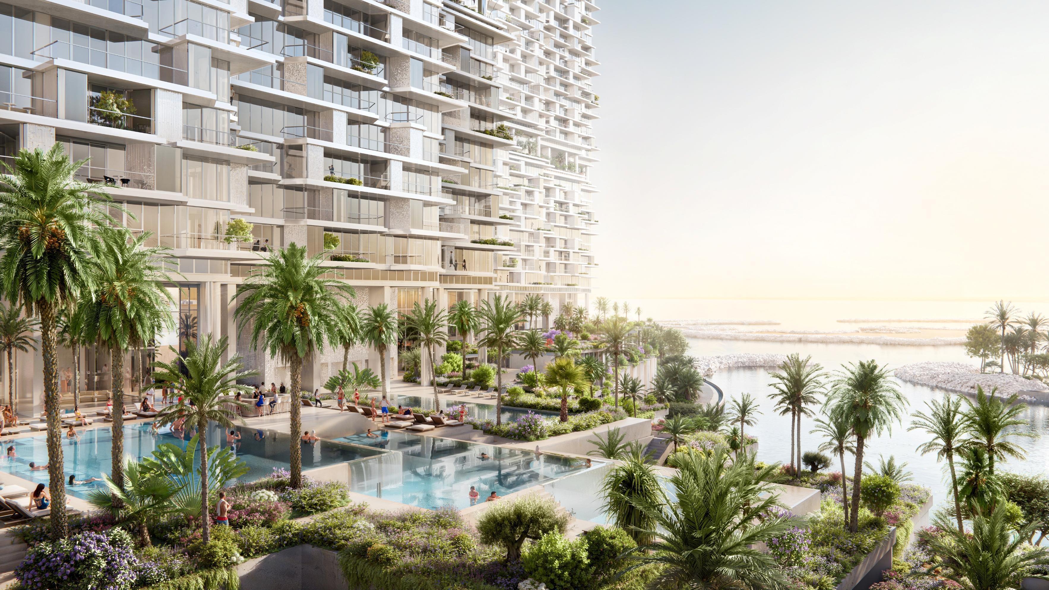 Riviera Residences Abu Dhabi exterior view featuring sleek towers with sea-facing apartments.